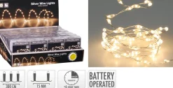 FIL ARGENT LUMIERES 198 LED PILES