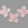 FLEUR EN TOILE AVEC PERLE X12 PIECES ROSE