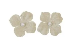 FLEUR EN TOILE AVEC PERLE X12 PIECES