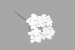 FLEUR PAPIER BLANCHE CONTOUR PAILLETE X12 PIECES ARGENT