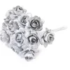 FLEUR PAPIER PAILLETEE X12 PIECES ARGENT