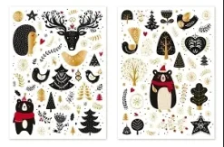 GOMMETTES NOEL ENCHANTE NOIR ET DORE X101 PIECES