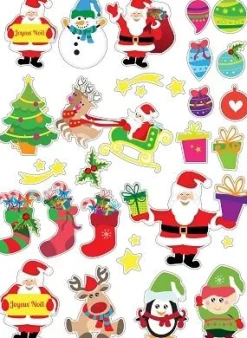 GOMMETTES PERE NOEL ET COMPAGNIE X60 PIECES