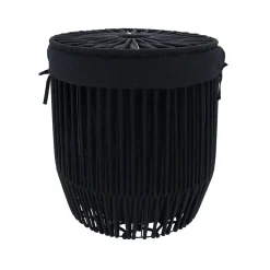 GRANDE PANIERE A LINGE AVEC COUVERCLE FACON CORDE NOIR