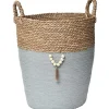 GRANDE PANIERE RONDE DECO NATUREL VERT KAKI