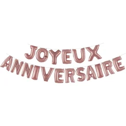 GUIRLANDE 18 BALLONS JOYEUX ANNIVERSAIRE H.40CM ROSE GOLD