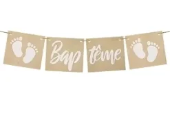 GUIRLANDE BAPTEME EN TOILE 4 FANIONS 2M