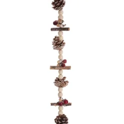 GUIRLANDE DE NOEL POMME DE PIN RONDIN PERLE 1.50M