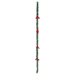 GUIRLANDE DE NOEL VERTE NOEUD ROUGE BOUT BLANC 75X6X2M