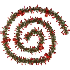 GUIRLANDE DE NOEL VERTE 100X4X2.7M HOUX ROUGE