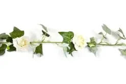 GUIRLANDE DE ROSES ET FEUILLES DE LIERRE 1.70M IVOIRE