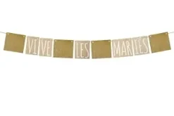 GUIRLANDE VIVE LES MARIES EN TOILE ET JUTE 4M