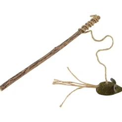 JOUET CANNE A PECHE MATATABI AVEC SOURIS HERBE A CHAT H25CM