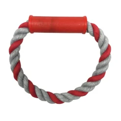 JOUET CORDE ROND ET POIGNEE PLASTIQUE 7X4CM ROUGE GRIS