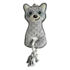 JOUET PELUCHE RATON LAVEUR SONORE ET CORDE 15X37CM