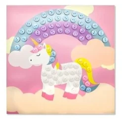 KIT LICORNE EN BOUTONS ADHESIFS 22X22CM X88 PIECES
