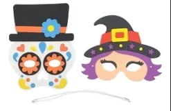 KIT 2 MASQUES HALLOWEEN TETE DE MORT SORCIERES A ASSEMBLER