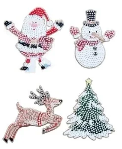 KIT STICKERS DIAMOND PAINTING PERS DE NOEL 9A9.5CM 4PIECES