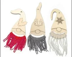 KIT SUSPENSIONS GNOMES EN BOIS ET LAINE X 3 PIECES