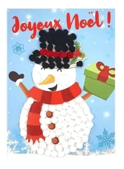 KIT TABLEAU POMPONS BONHOMME DE NEIGE 15X21CM