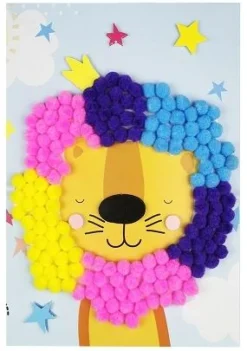 KIT TABLEAU POMPONS LION 15X21CM