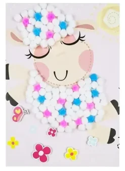 KIT TABLEAU POMPONS MOUTON 15X21CM