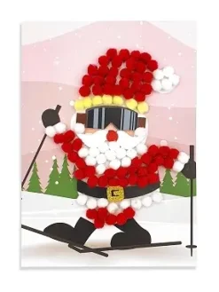 KIT TABLEAU POMPONS PERE NOEL 15X21CM