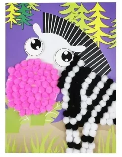 KIT TABLEAU POMPONS ZEBRE 15X21CM
