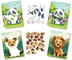 KIT TABLEAUX STICKERS NUMERO A5 LION ET PANDA X2 PIECES