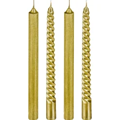 LOT 4 BOUGIES BATONS PAILLETEES OU TWIST 48G OR