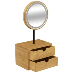 MIROIR LED ORGANISEUR BAMBOU D.16CM