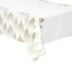 NAPPE BLANC OR IMPRIME SAPIN 140X360CM