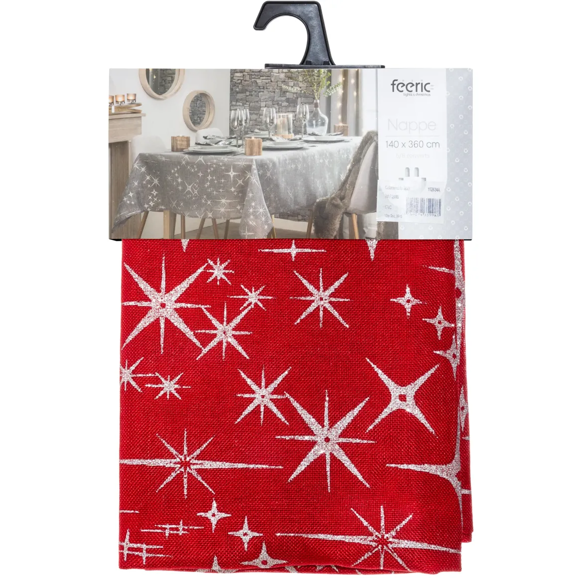 NAPPE CANEVA ETOILE ROUGE 140X360CM