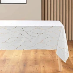 NAPPE RECTANGLE 140X240CM MICROFIBRE FIRMAMENT BLANC OR