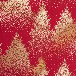 NAPPE ROUGE OR IMPRIME SAPIN 140X240CM