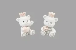OURSON PRINCESSE EN RESINE X2 PIECES