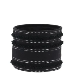 PANIER COTON IMPRIME DECO FRANGES NOIR 19X16CM