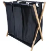 PANIERE A LINGE 3 COMPARTIMENTS BAMBOU METAL NOIR