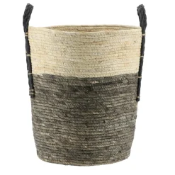 PANIERE A LINGE MAIS NATUREL GRIS 37X43CM