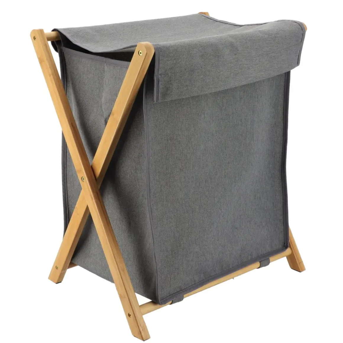 PANIERE A LINGE PLIABLE BAMBOU 54L GRIS BAMBOU