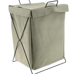 PANIERE A LINGE PLIABLE STRUCTURE METAL 50L VERT D EAU