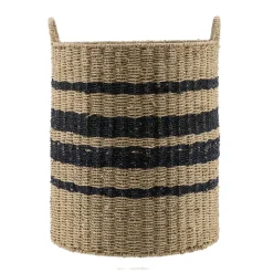 PANIERE A LINGE RONDE NATUREL NOIR D.42X56CM