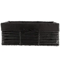 PANIERE EN PAPIER STRUCTURE METAL 44X31X17CM NOIR TISSU NOIR