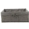 PANIERE EN PAPIER STRUCTURE METAL 44X31X17CM GRIS TISSU GRIS