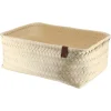 PANIERE EN 44X31X17CM ET LIEN FACON CUIR IVOIRE