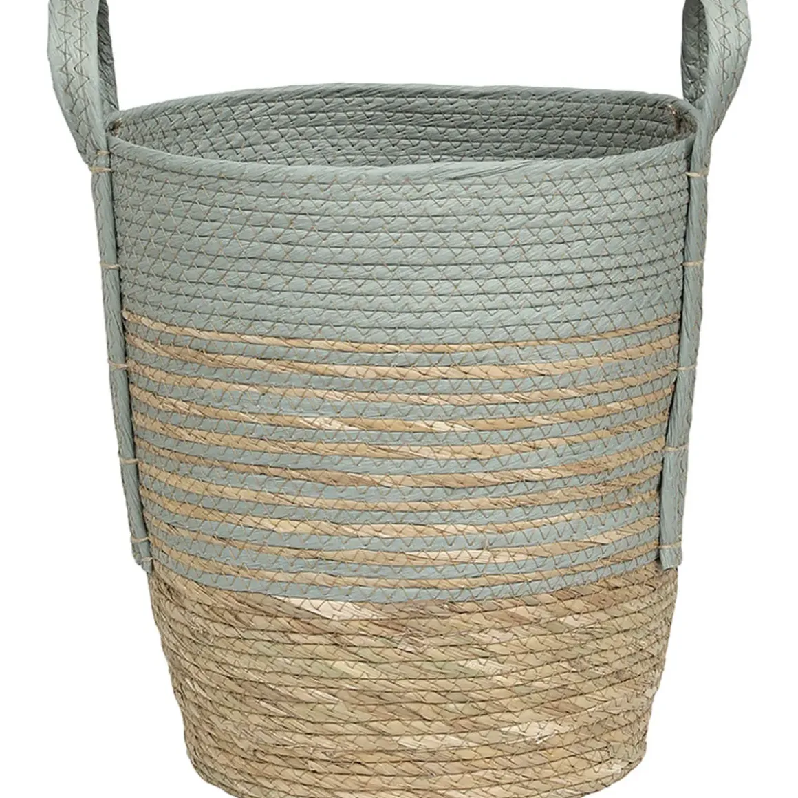 PANIERE FIBRE VEGETALE PAPIER D.34X37CM NATUREL BLEU VERT