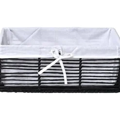 PANIERE GM EN PAPIER STRUCTURE METAL NOIR TISSU BLANC