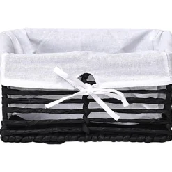 PANIERE PM EN PAPIER STRUCTURE METAL NOIR TISSU BLANC