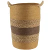 PANIERE RONDE MATIERE VEGETALE ET PAPIER 28X40CM CAMEL