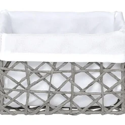 PANIER MM PAPIER GRIS TISSU CREME